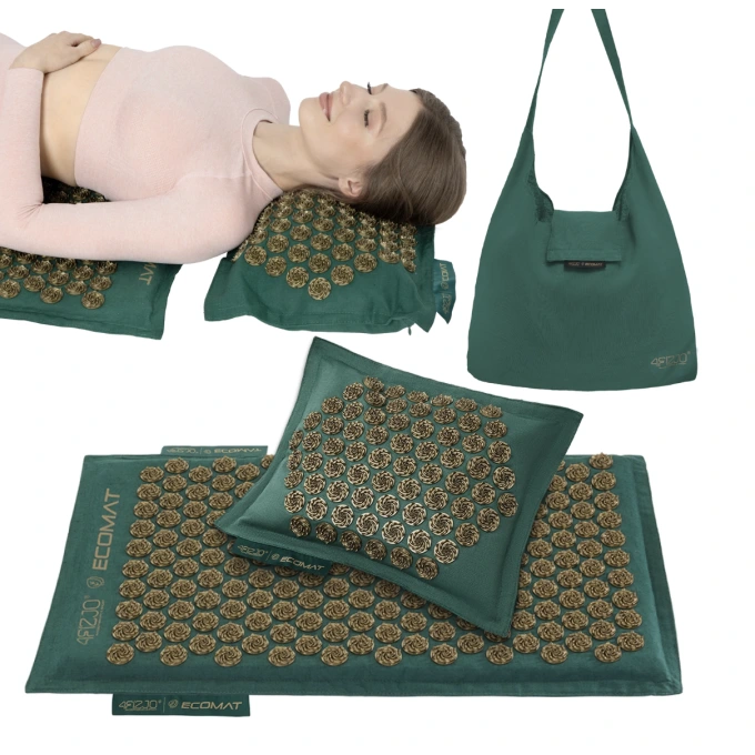 ECO MATA do akupresury z łuskami gryki i kokosem złoto - zielona